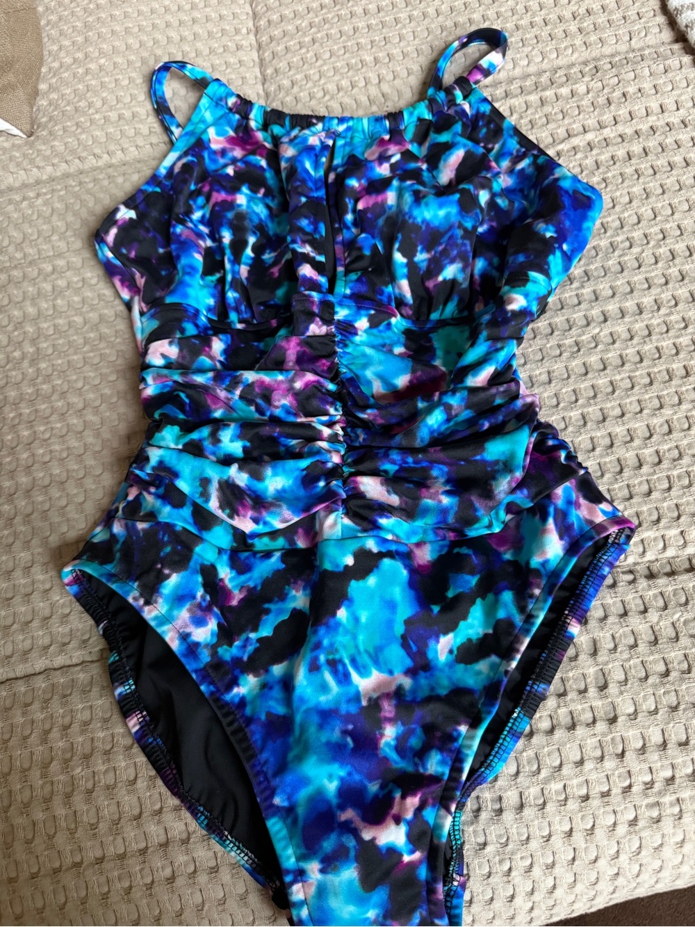 Magicsuit Blue & Purple Abstract One-Piece Halter Swimsuit.  Worn once.